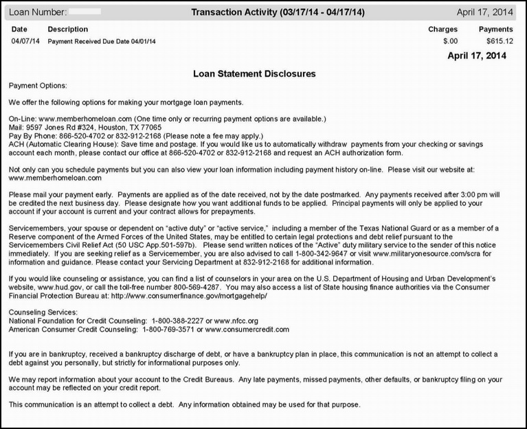 Loan Statement